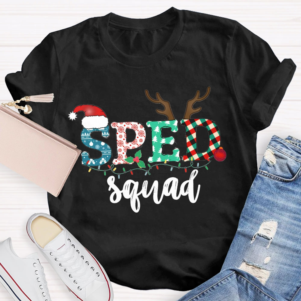 Sped Squad Special Education Christmas Lights T-shirt