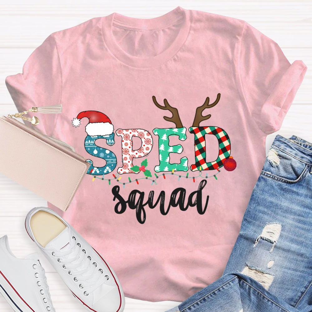 Sped Squad Special Education Christmas Lights T-shirt