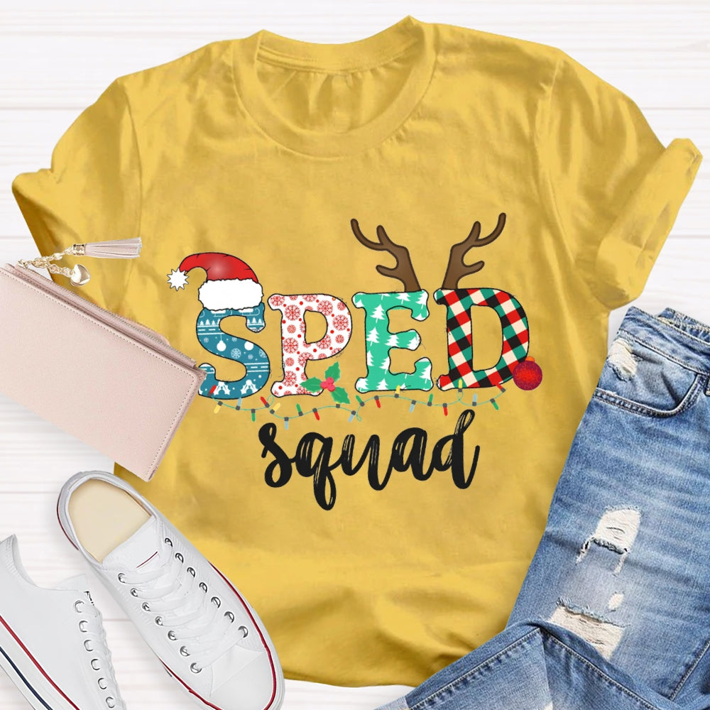 Sped Squad Special Education Christmas Lights T-shirt
