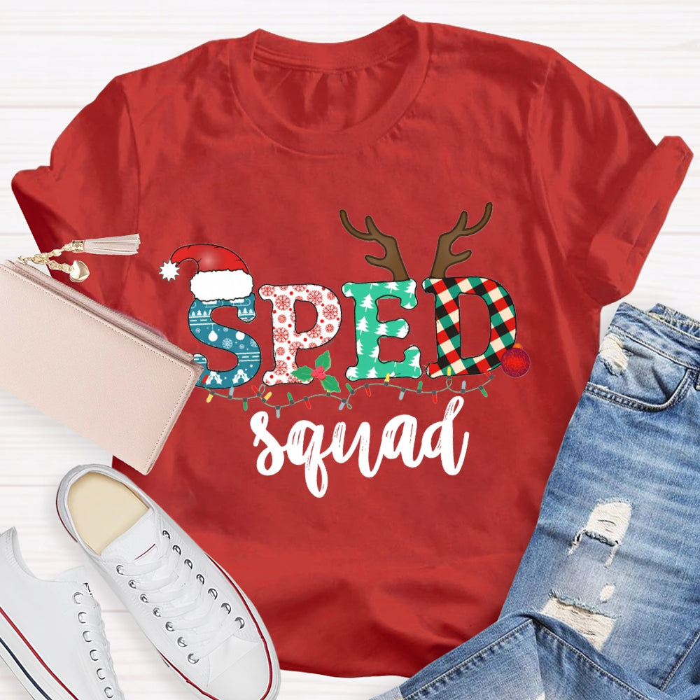 Sped Squad Special Education Christmas Lights T-shirt