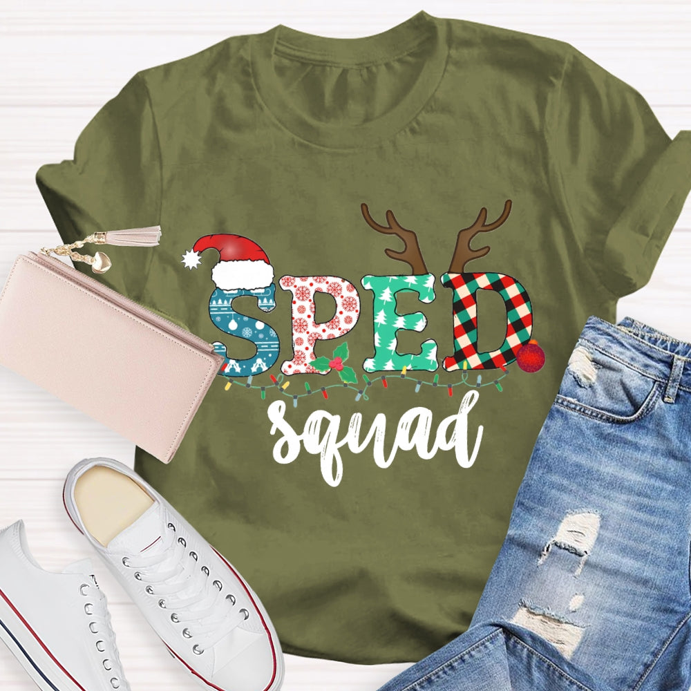 Sped Squad Special Education Christmas Lights T-shirt