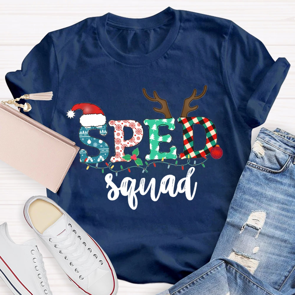 Sped Squad Special Education Christmas Lights T-shirt