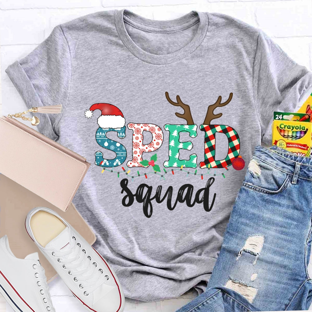 Sped Squad Special Education Christmas Lights T-shirt