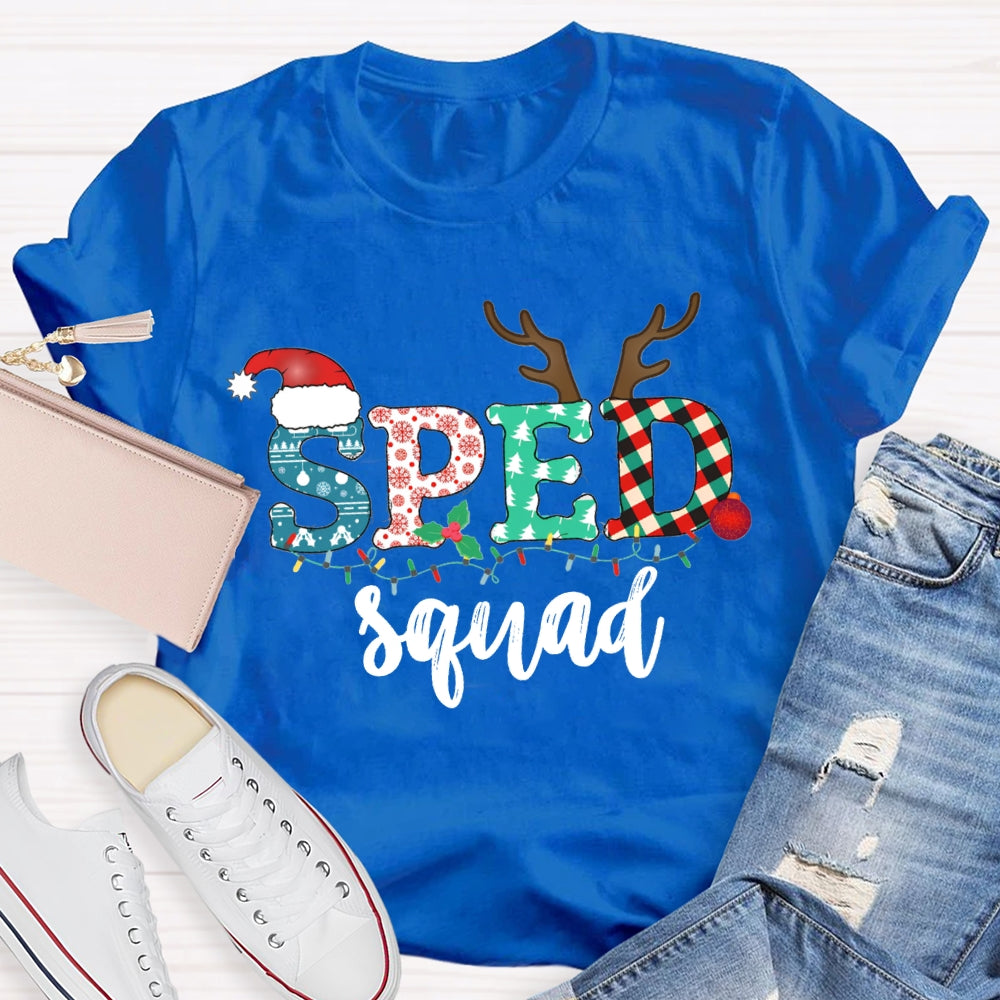 Sped Squad Special Education Christmas Lights T-shirt