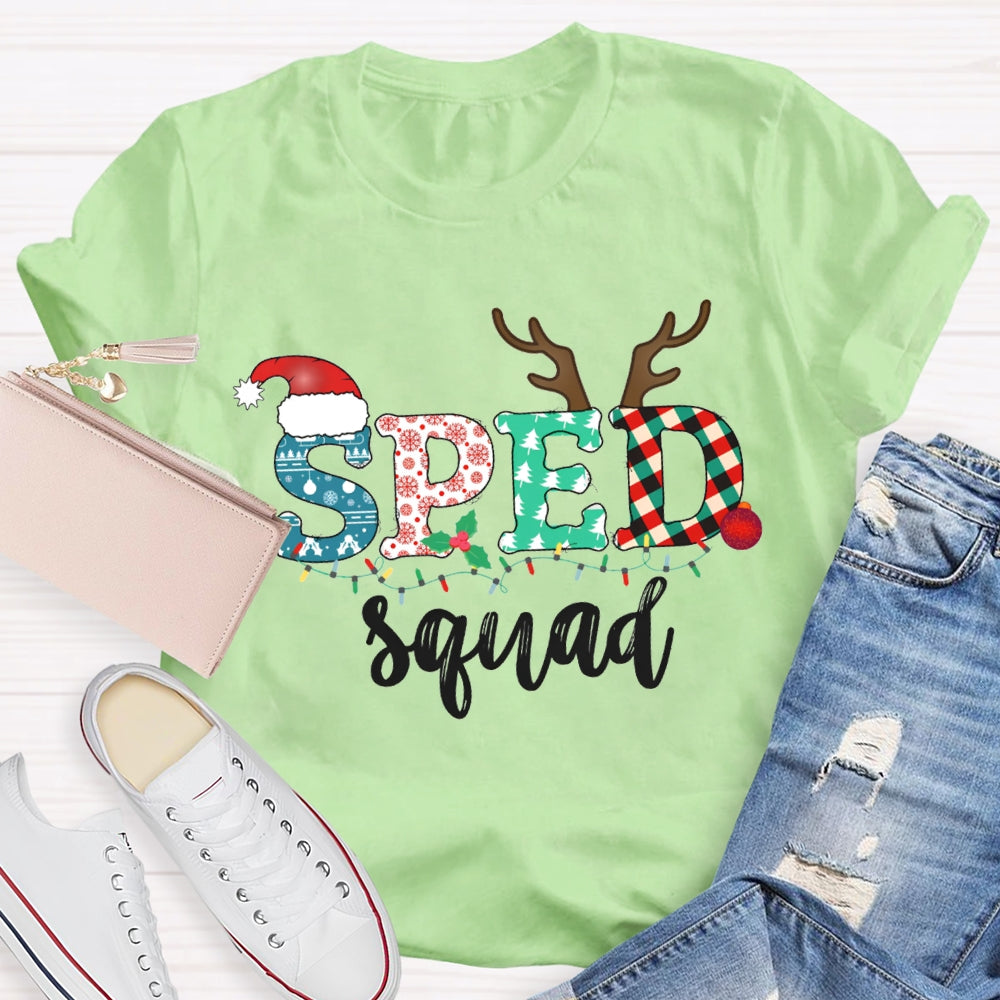 Sped Squad Special Education Christmas Lights T-shirt