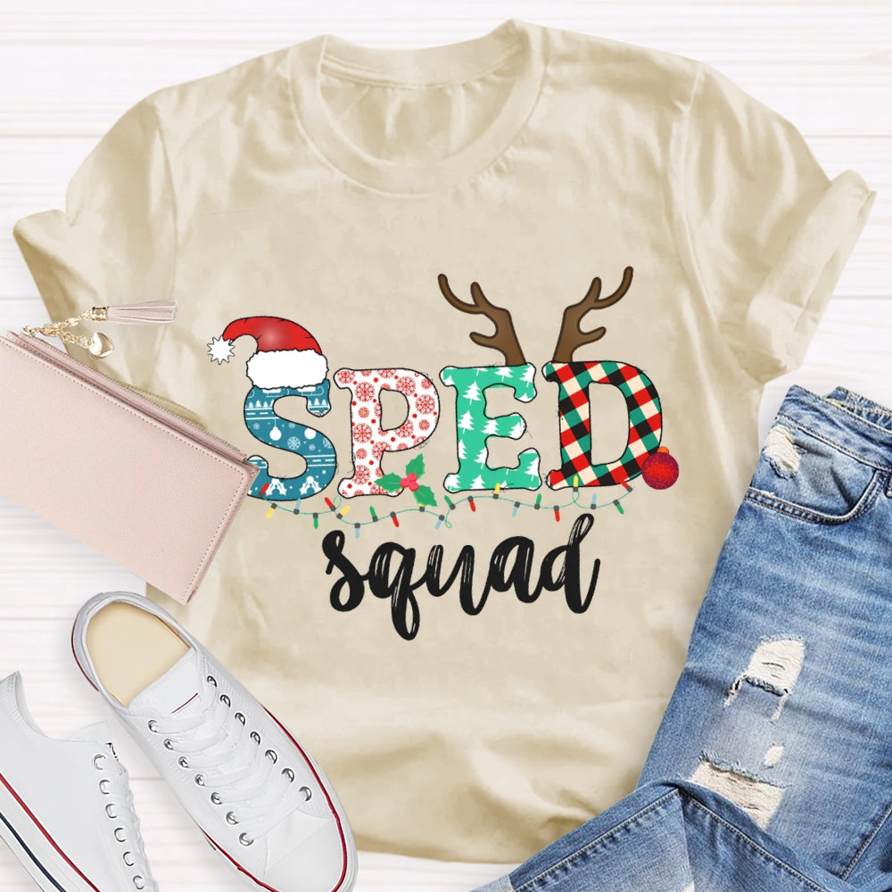 Sped Squad Special Education Christmas Lights T-shirt
