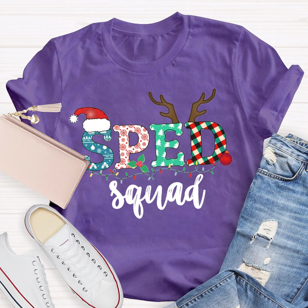 Sped Squad Special Education Christmas Lights T-shirt