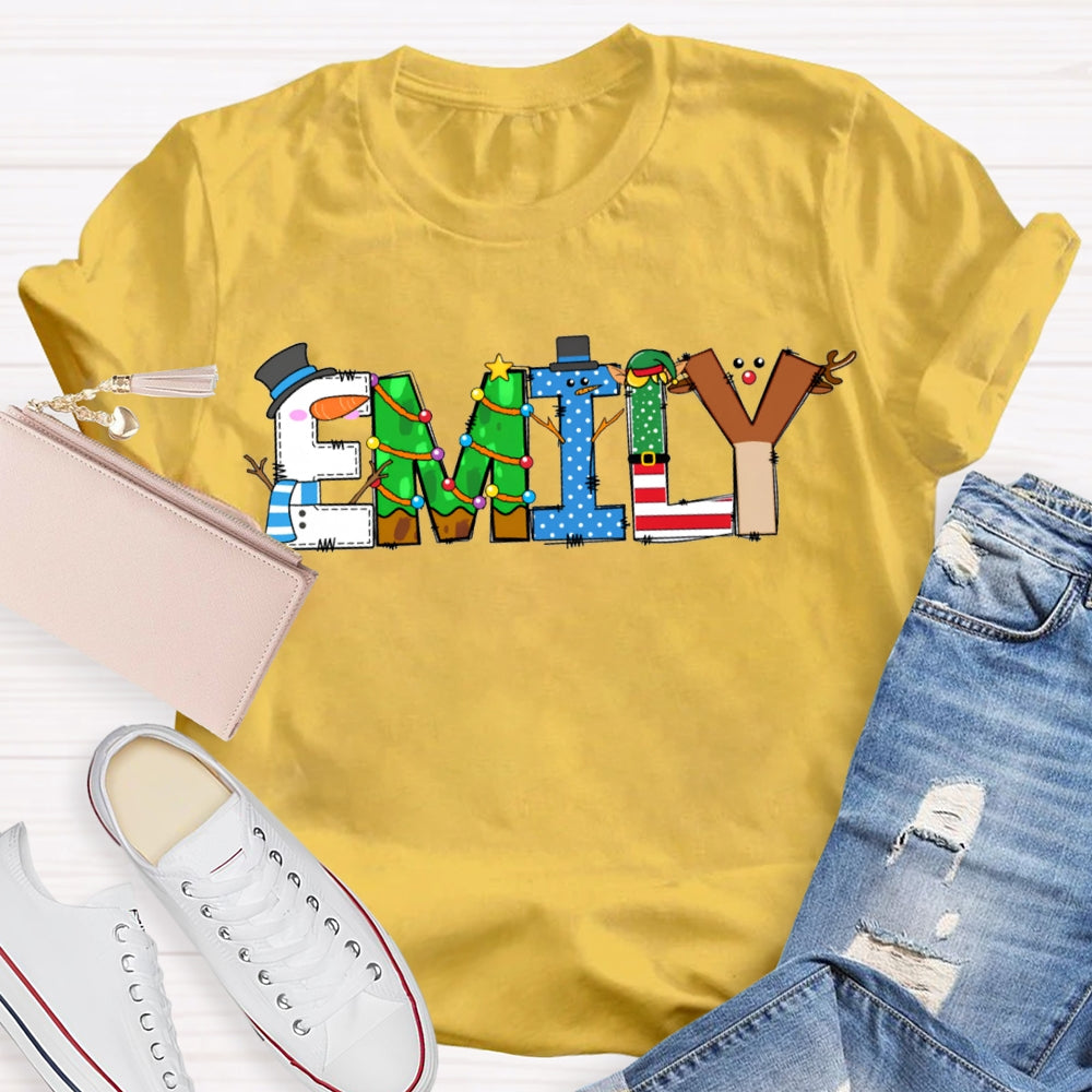 Personalized Name Merry Christmas Vibes Fonts T-shirt