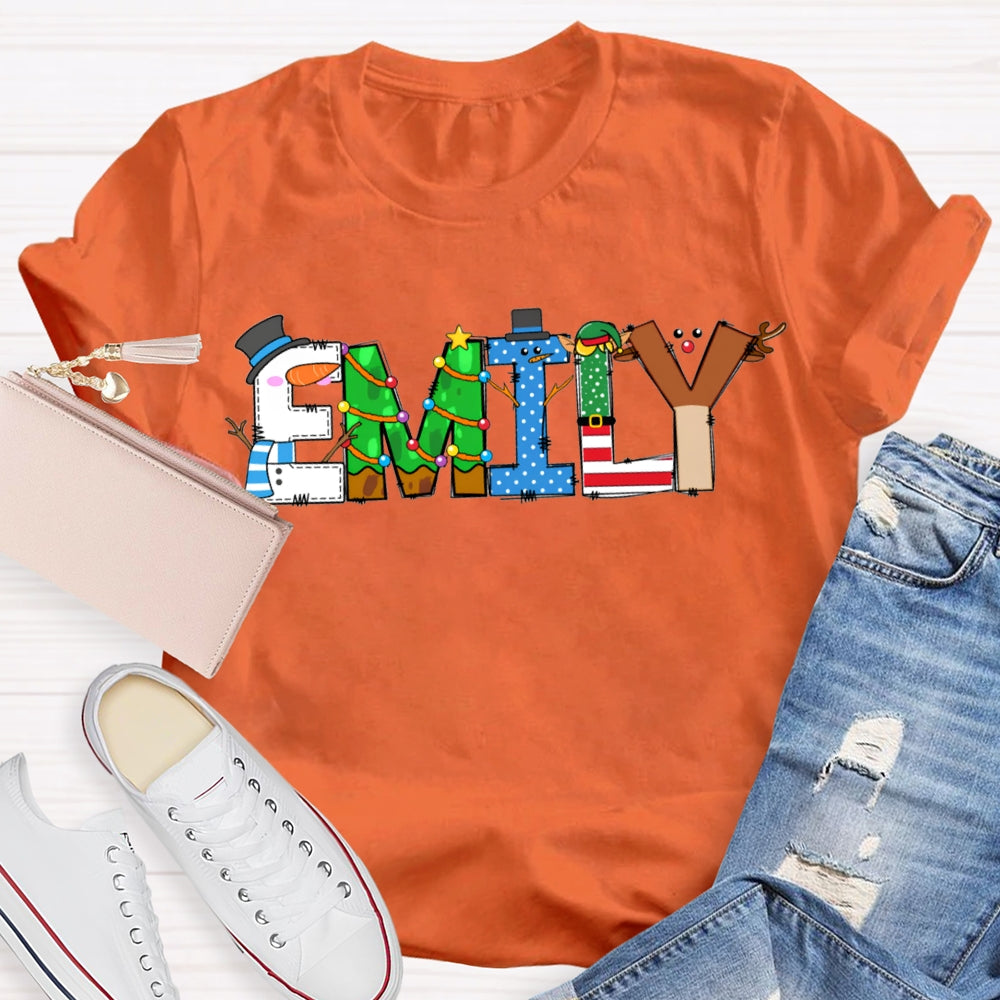 Personalized Name Merry Christmas Vibes Fonts T-shirt
