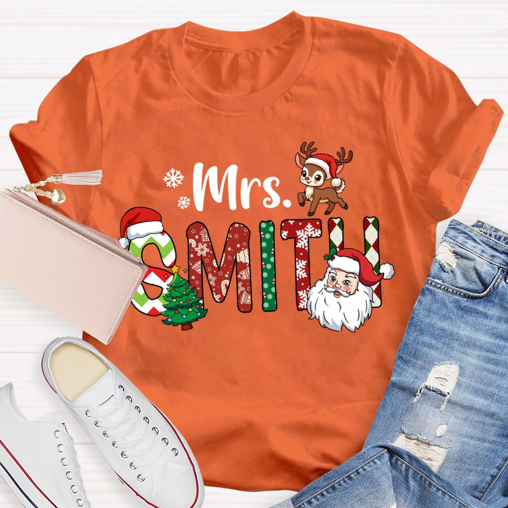 Personalized Name Santa Claus And Christmas Tree T-shirt
