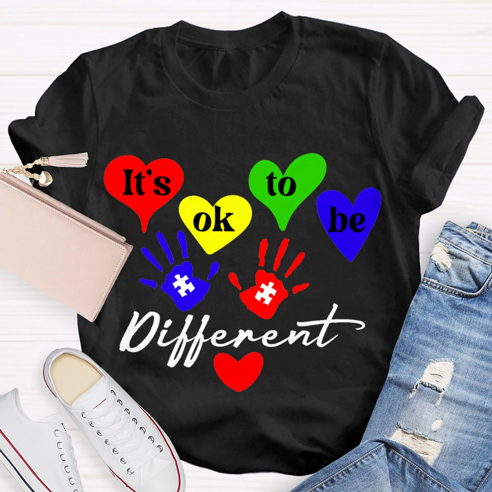 It'S Ok To Be Different Colorful Hearts T-shirt
