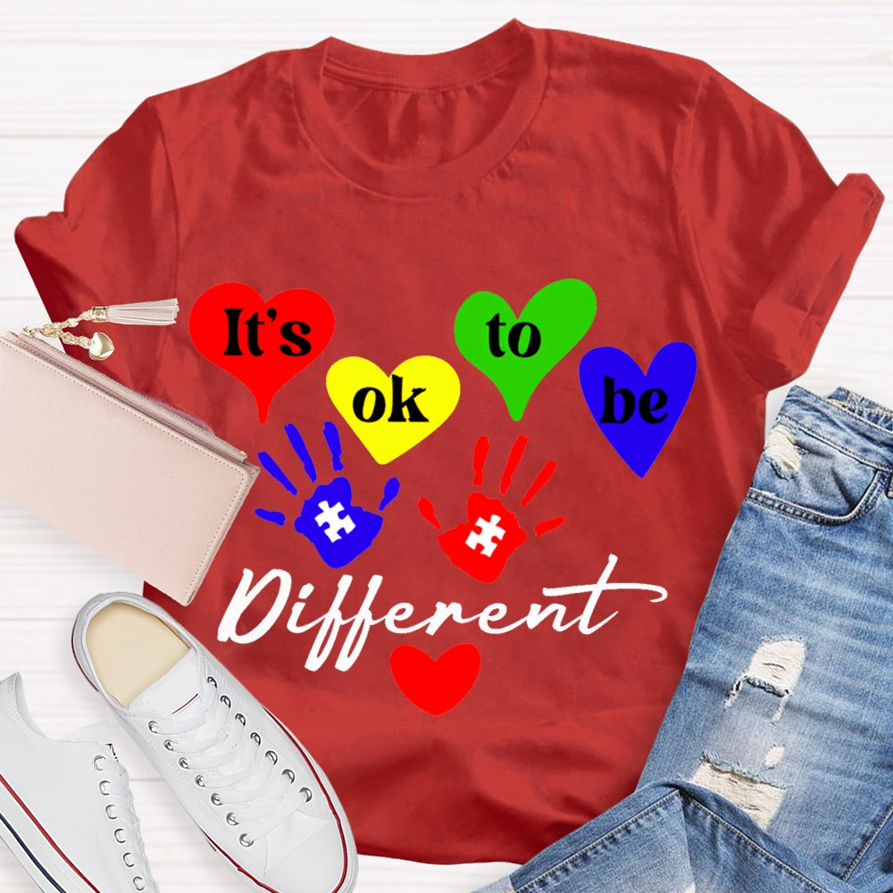 It'S Ok To Be Different Colorful Hearts T-shirt