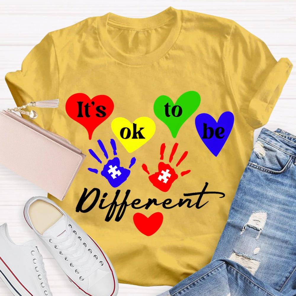 It'S Ok To Be Different Colorful Hearts T-shirt