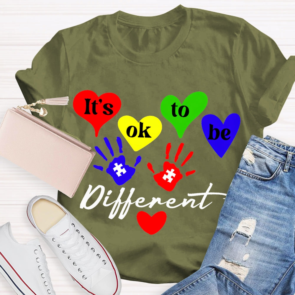 It'S Ok To Be Different Colorful Hearts T-shirt