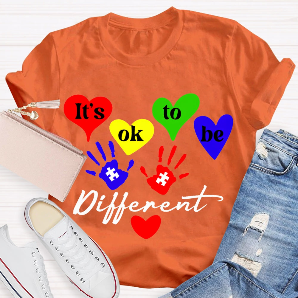 It'S Ok To Be Different Colorful Hearts T-shirt