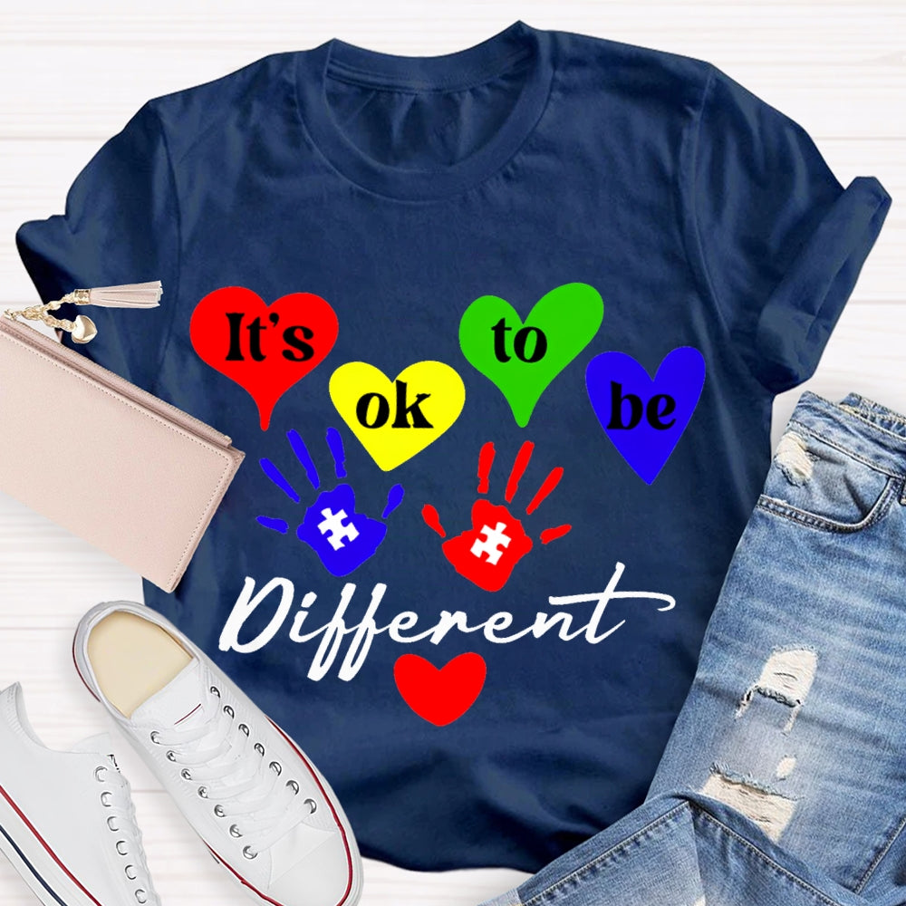 It'S Ok To Be Different Colorful Hearts T-shirt