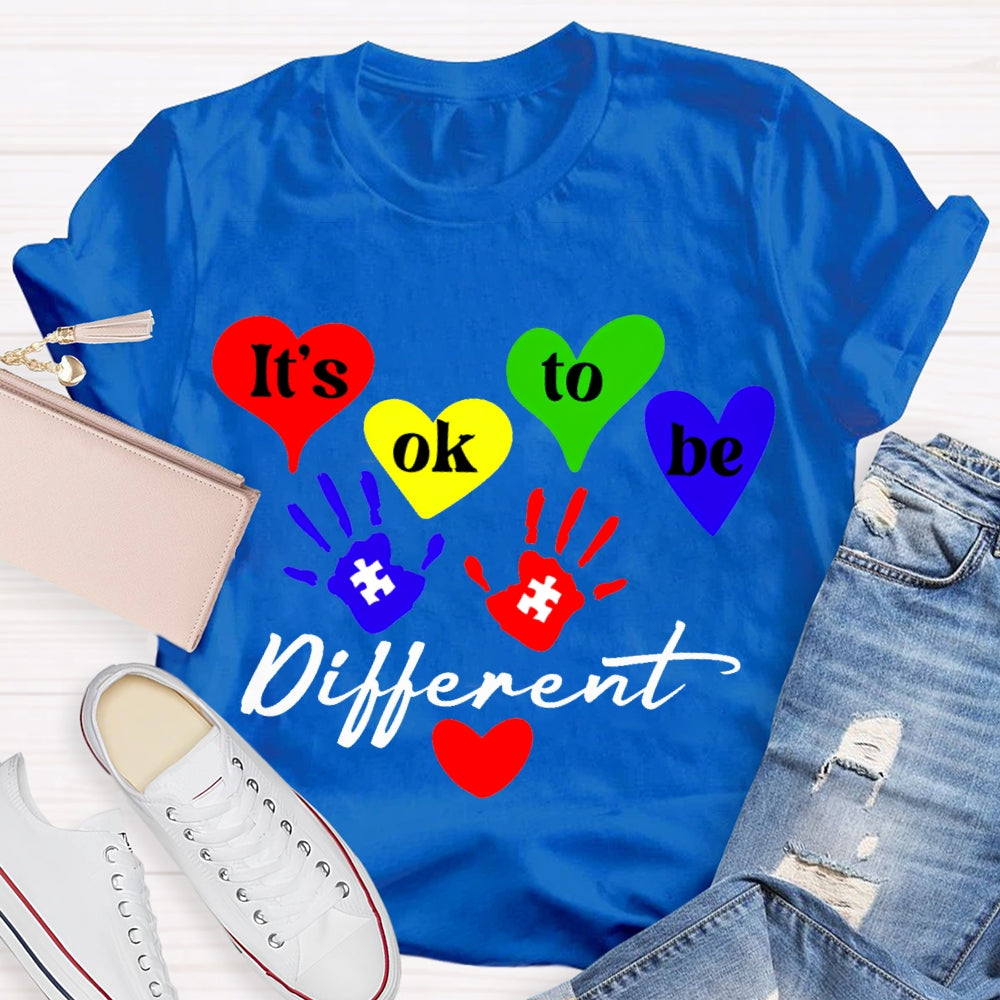 It'S Ok To Be Different Colorful Hearts T-shirt