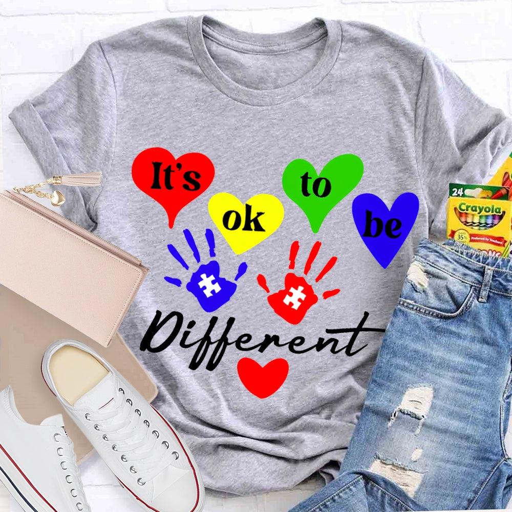 It'S Ok To Be Different Colorful Hearts T-shirt