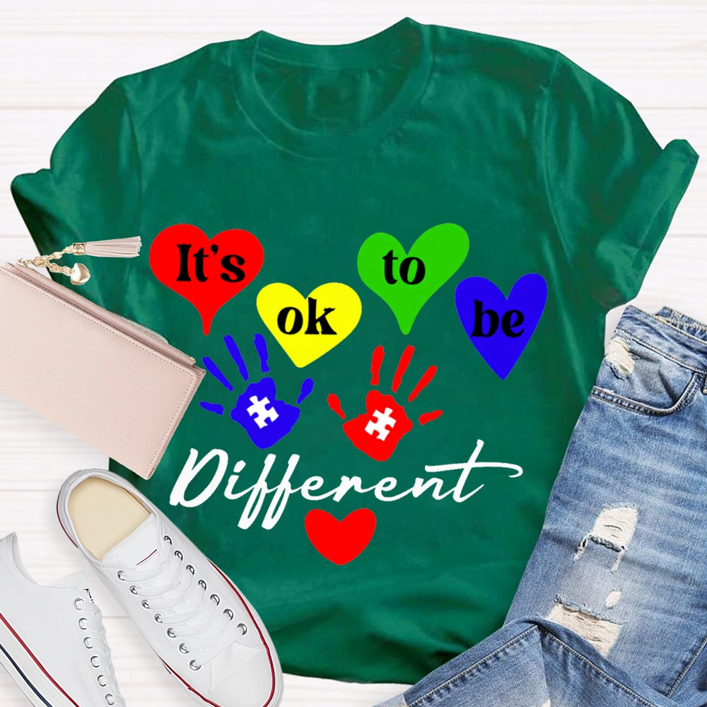 It'S Ok To Be Different Colorful Hearts T-shirt