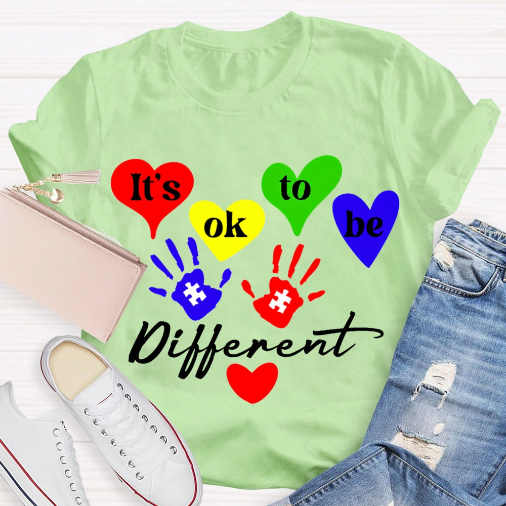 It'S Ok To Be Different Colorful Hearts T-shirt