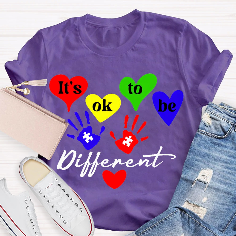 It'S Ok To Be Different Colorful Hearts T-shirt