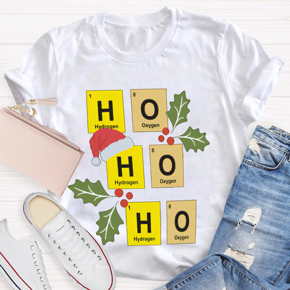 Ho Ho Ho Santa Hat And Science Teacher Christmas T-shirt