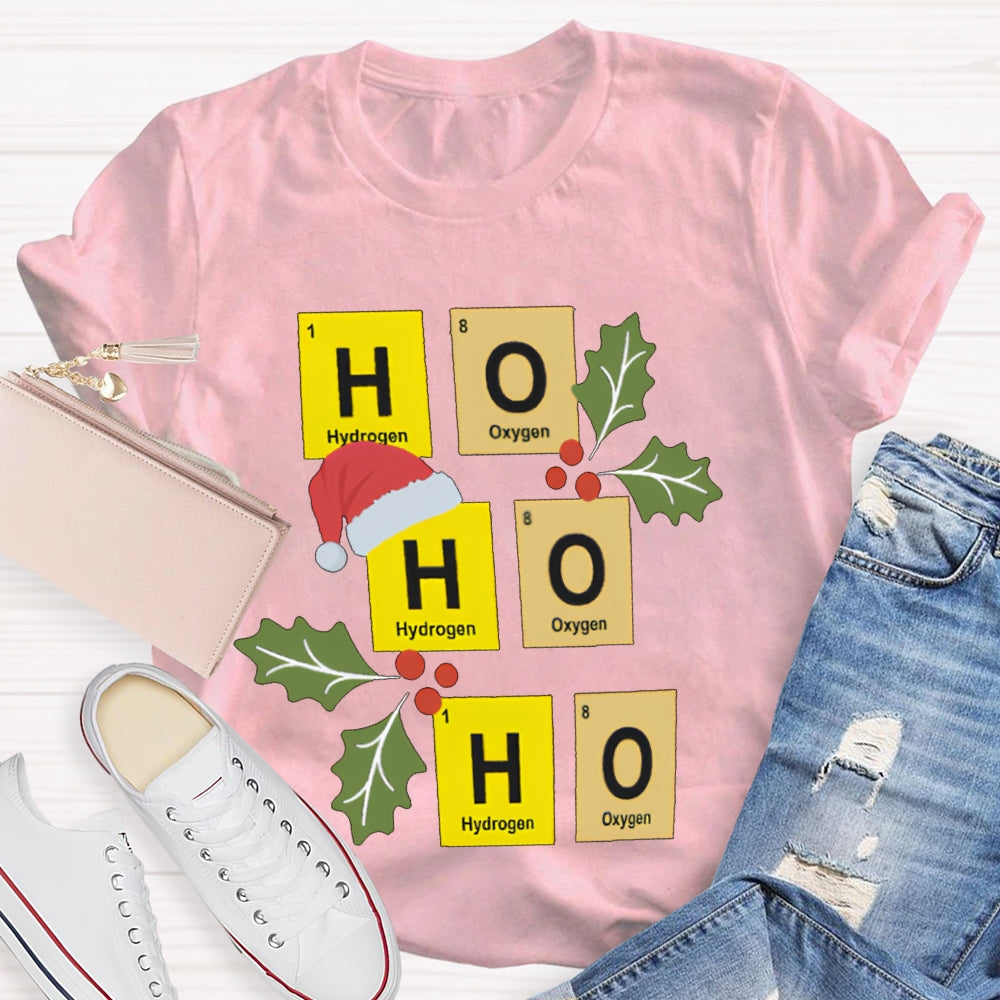 Ho Ho Ho Santa Hat And Science Teacher Christmas T-shirt