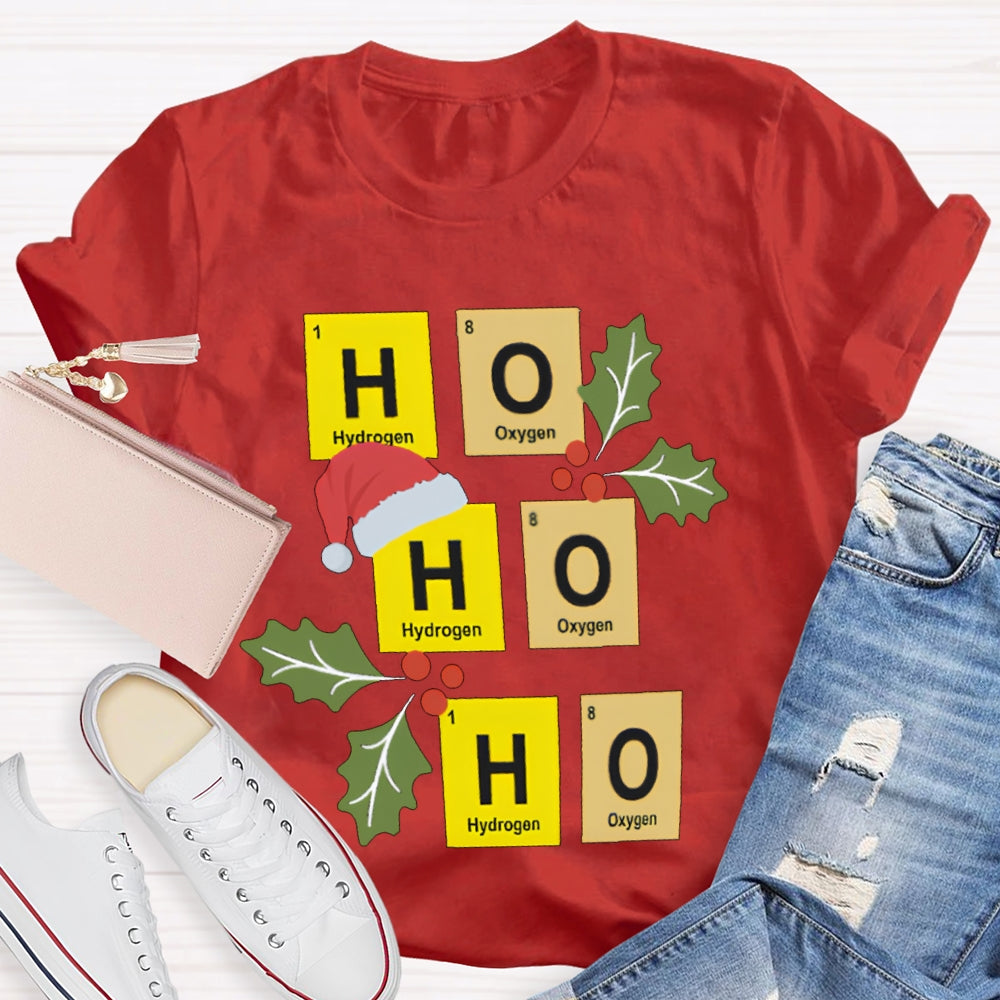 Ho Ho Ho Santa Hat And Science Teacher Christmas T-shirt