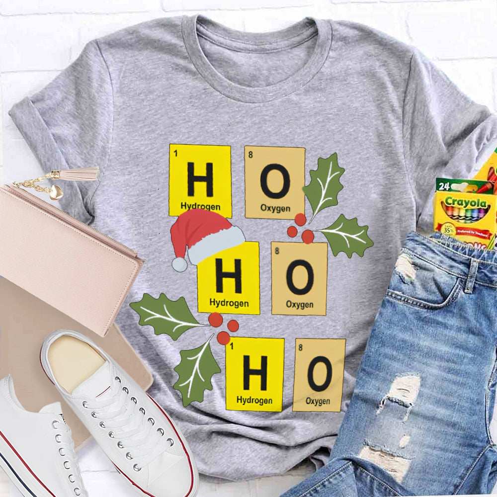 Ho Ho Ho Santa Hat And Science Teacher Christmas T-shirt