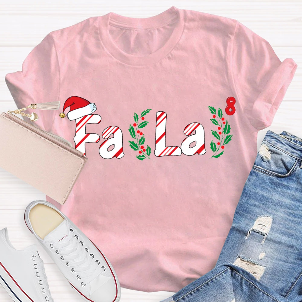 Fa La Christmas Vibes And Santa Hat Math Teacher T-shirt