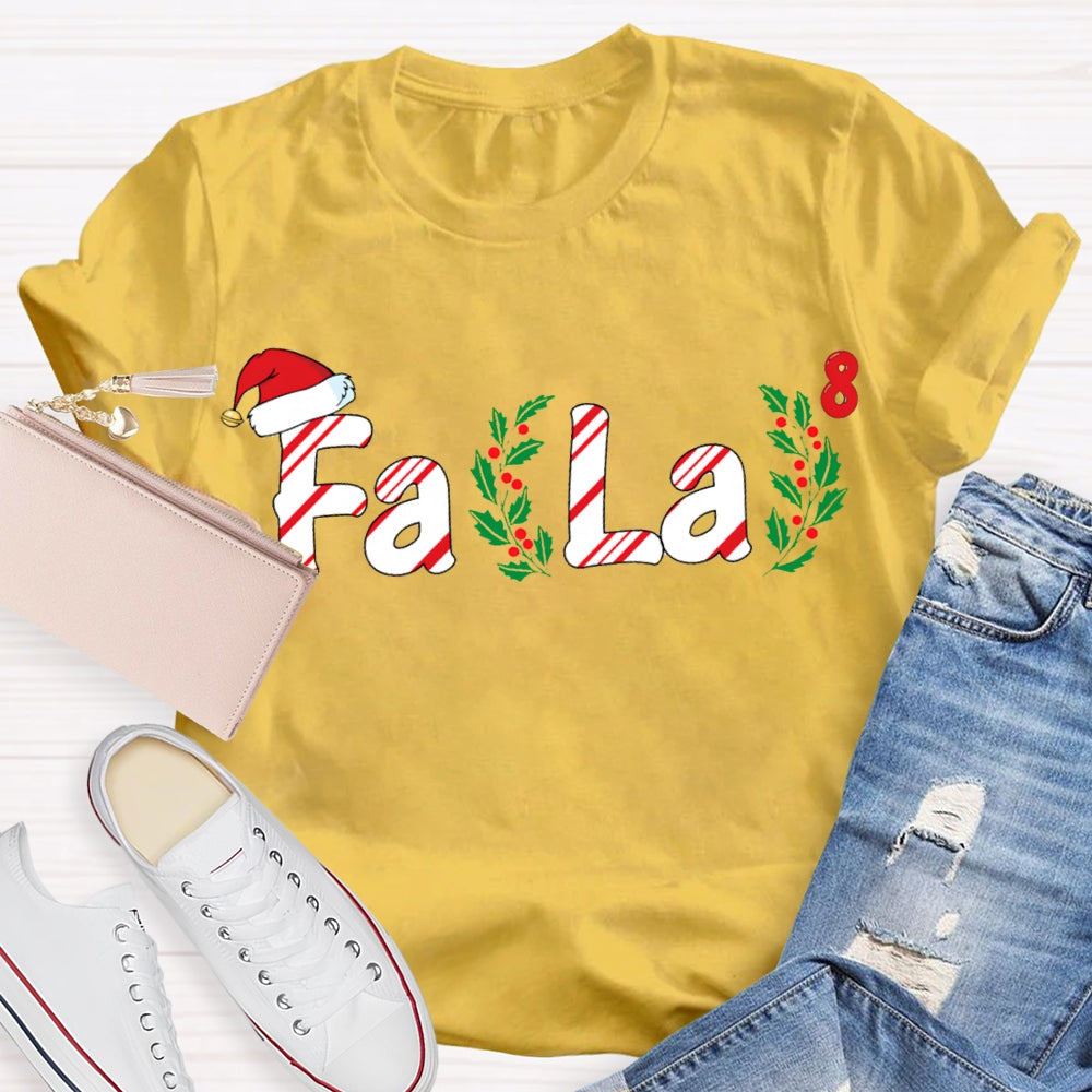 Fa La Christmas Vibes And Santa Hat Math Teacher T-shirt
