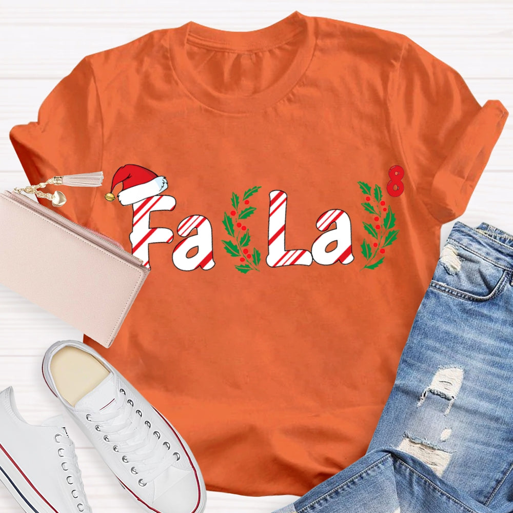 Fa La Christmas Vibes And Santa Hat Math Teacher T-shirt