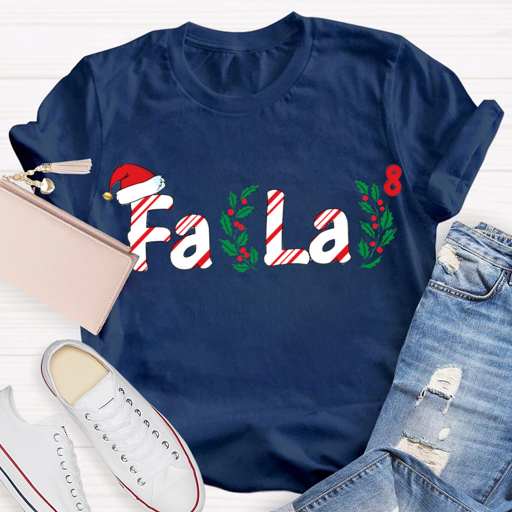 Fa La Christmas Vibes And Santa Hat Math Teacher T-shirt