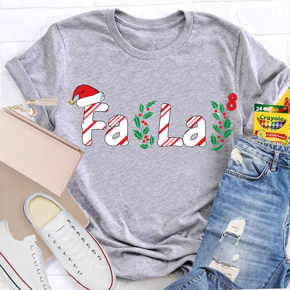 Fa La Christmas Vibes And Santa Hat Math Teacher T-shirt