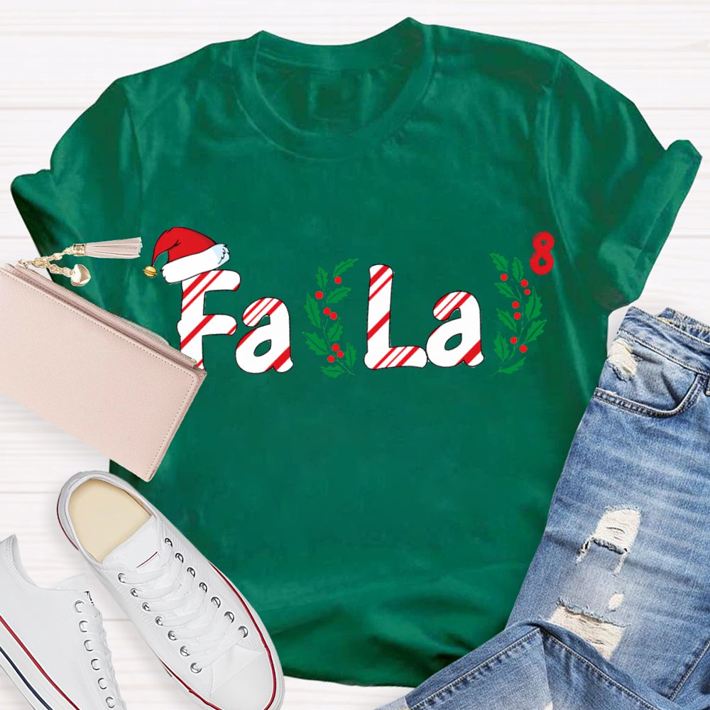 Fa La Christmas Vibes And Santa Hat Math Teacher T-shirt