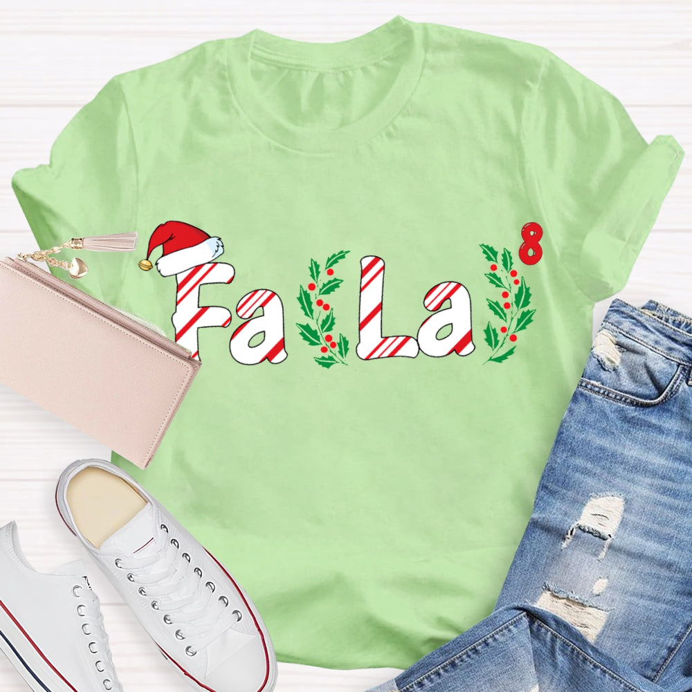 Fa La Christmas Vibes And Santa Hat Math Teacher T-shirt