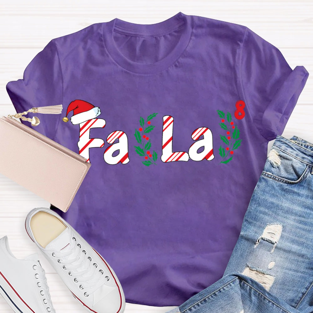Fa La Christmas Vibes And Santa Hat Math Teacher T-shirt