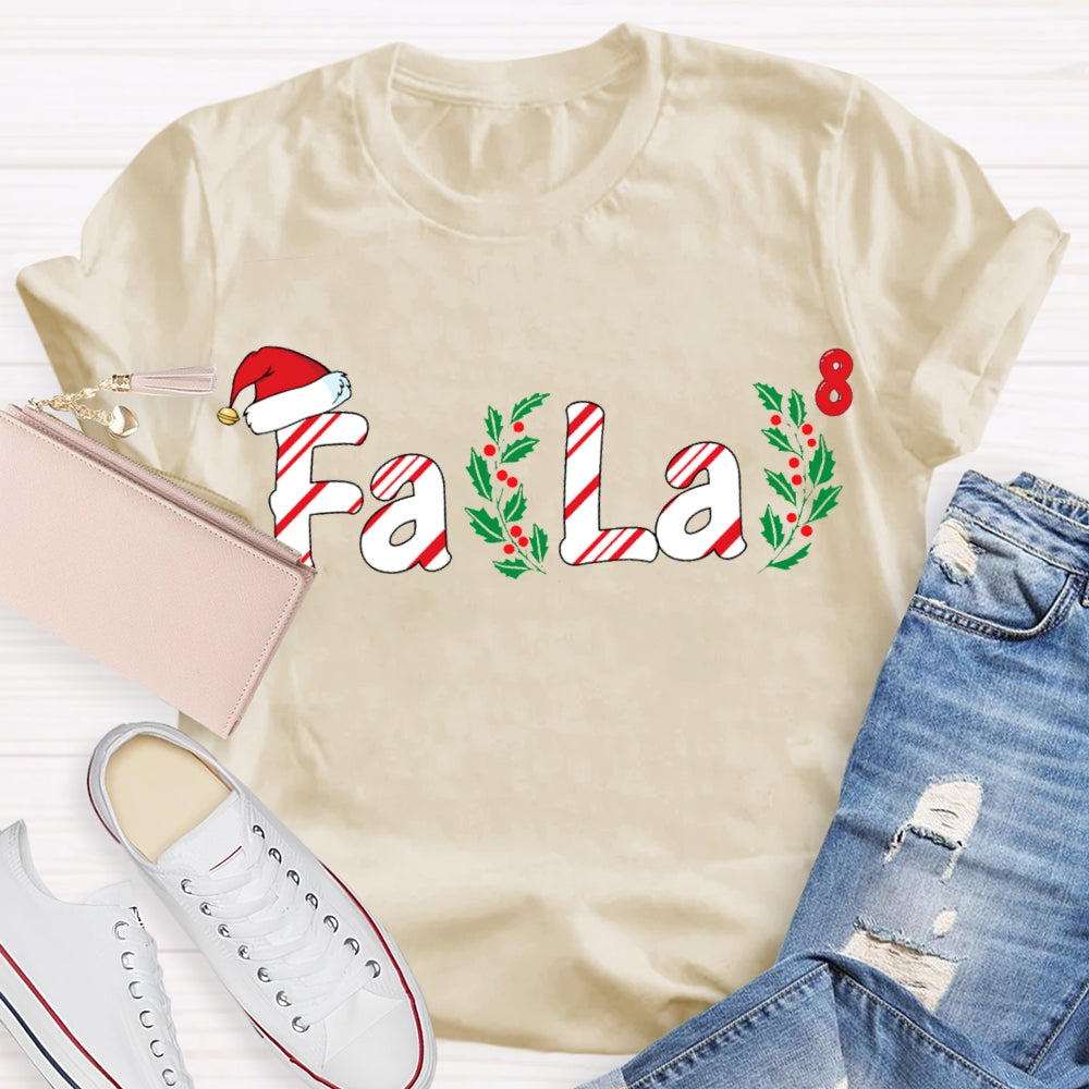 Fa La Christmas Vibes And Santa Hat Math Teacher T-shirt