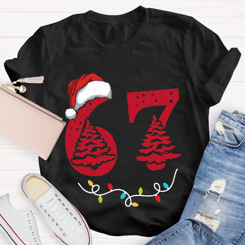 Six Seven Christmas Tree Vibes And Santa Hat T-shirt