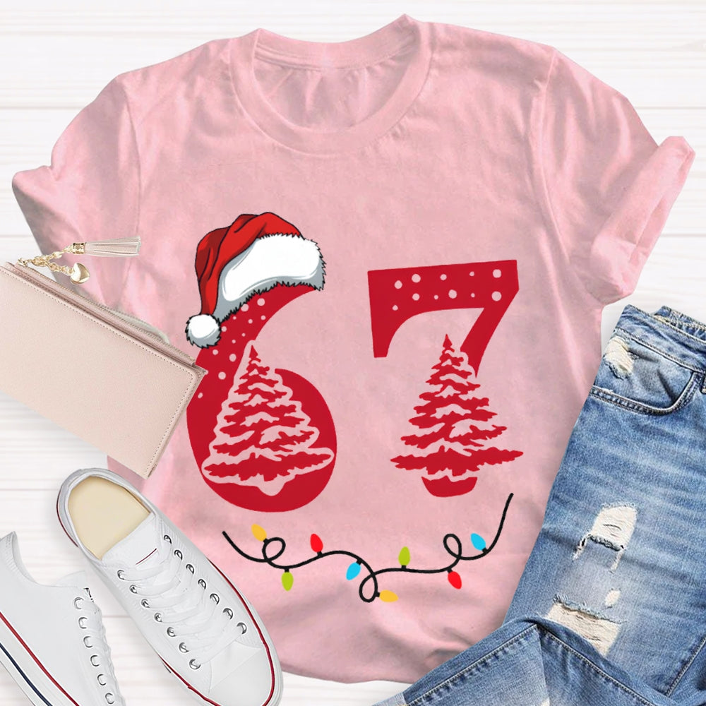 Six Seven Christmas Tree Vibes And Santa Hat T-shirt