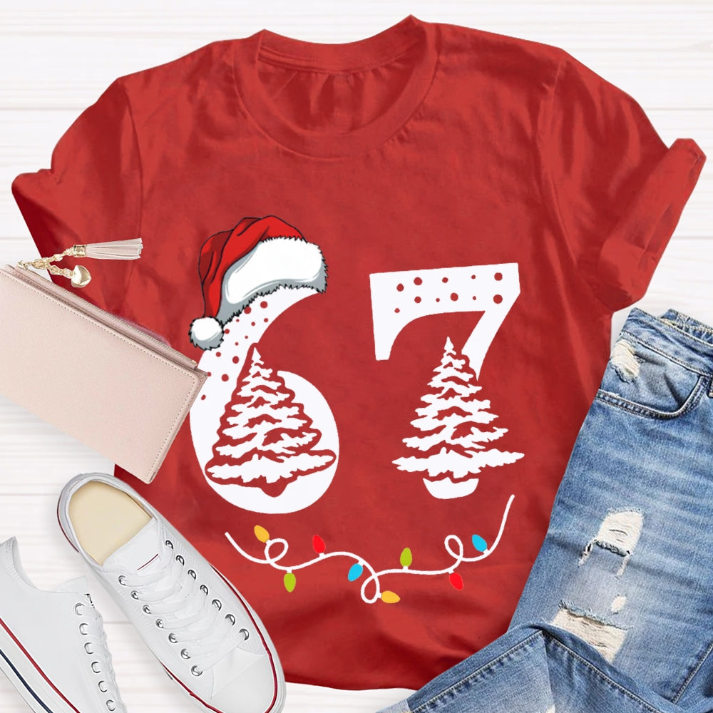 Six Seven Christmas Tree Vibes And Santa Hat T-shirt