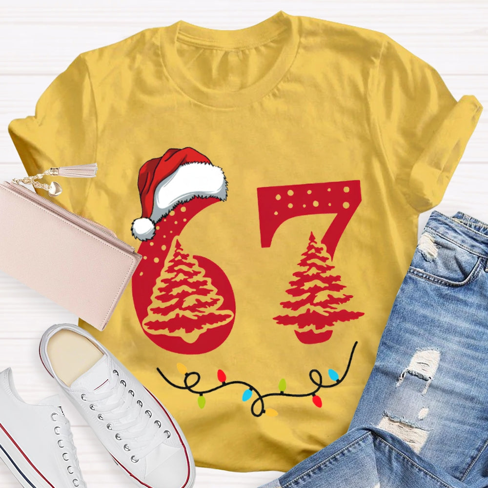 Six Seven Christmas Tree Vibes And Santa Hat T-shirt