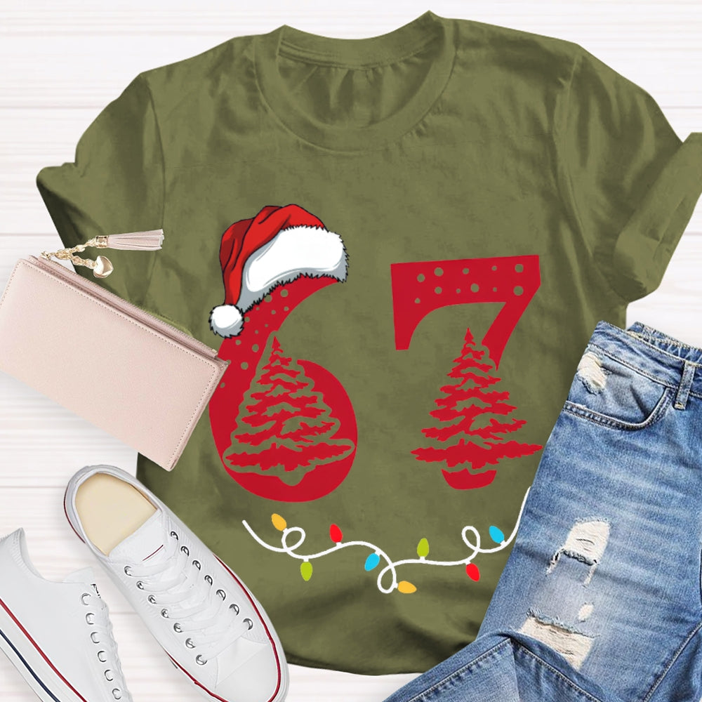 Six Seven Christmas Tree Vibes And Santa Hat T-shirt