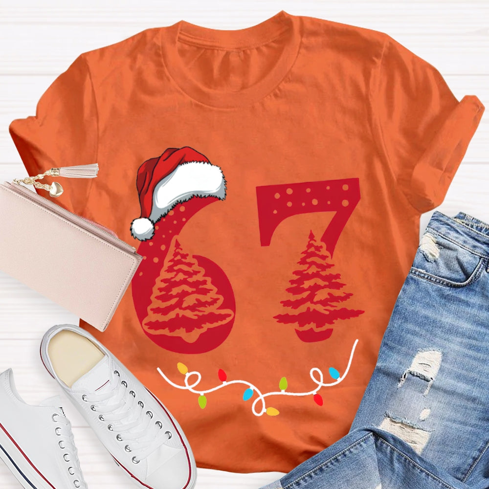 Six Seven Christmas Tree Vibes And Santa Hat T-shirt