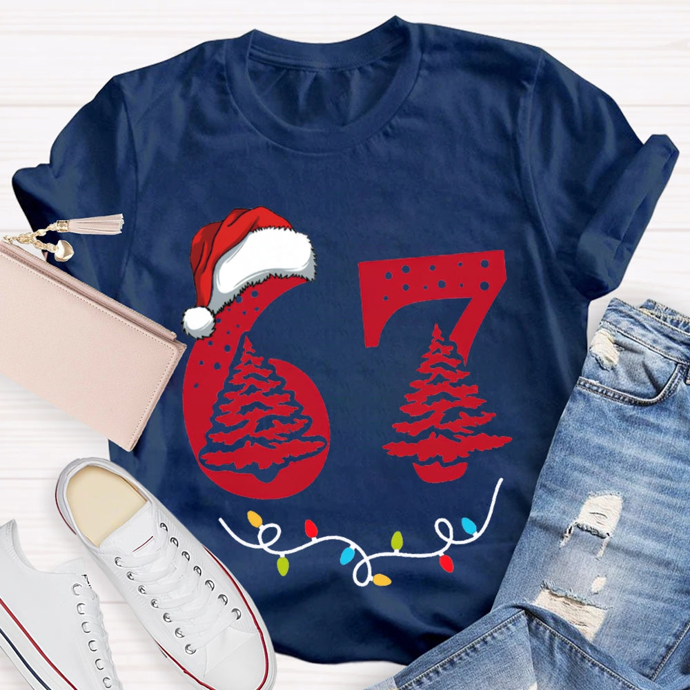 Six Seven Christmas Tree Vibes And Santa Hat T-shirt