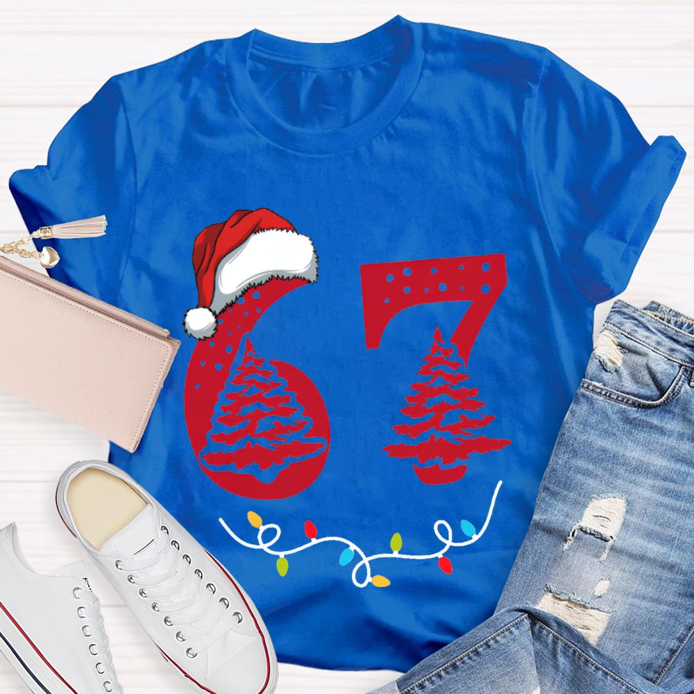 Six Seven Christmas Tree Vibes And Santa Hat T-shirt