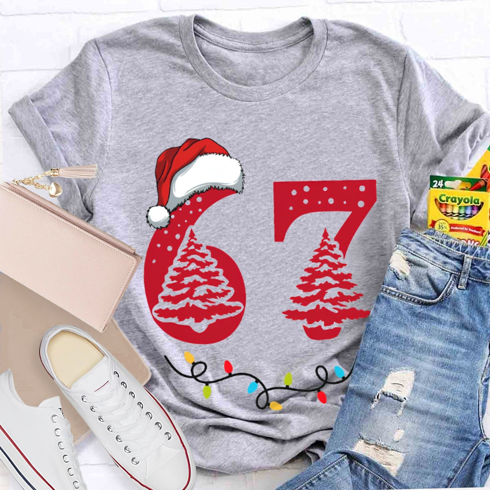 Six Seven Christmas Tree Vibes And Santa Hat T-shirt