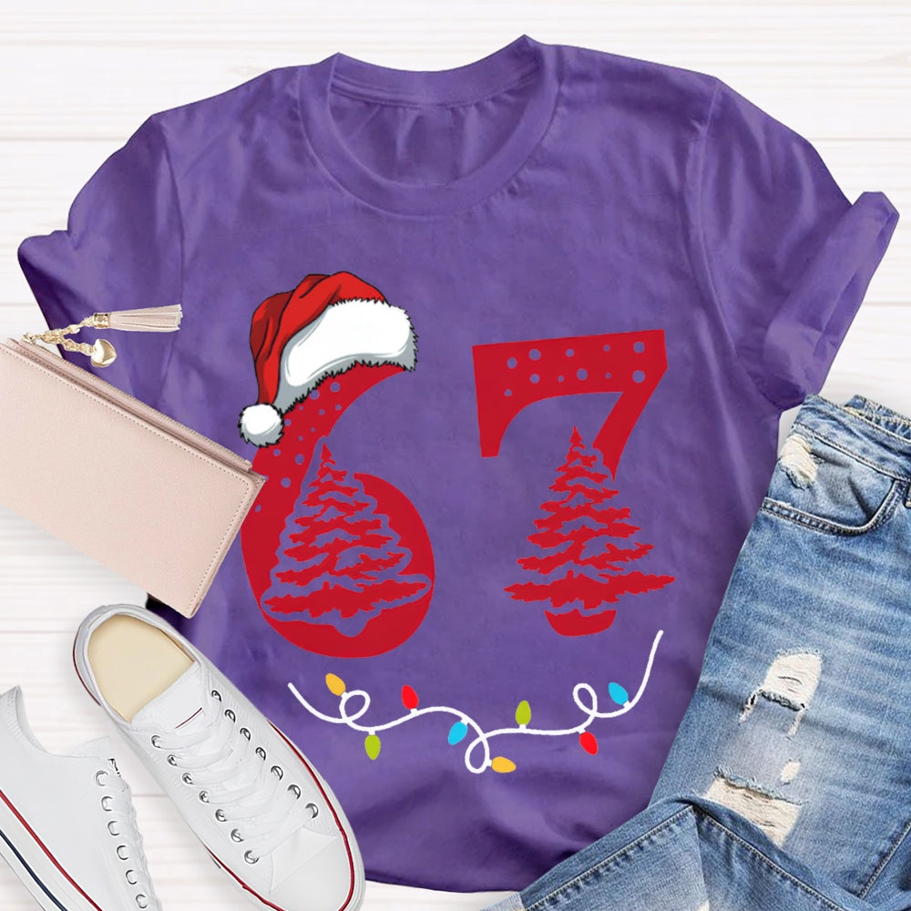 Six Seven Christmas Tree Vibes And Santa Hat T-shirt