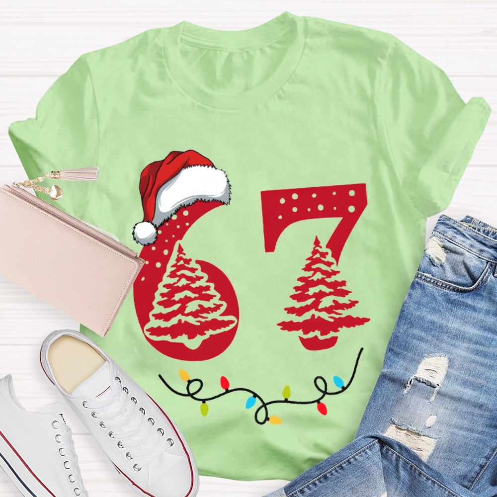 Six Seven Christmas Tree Vibes And Santa Hat T-shirt