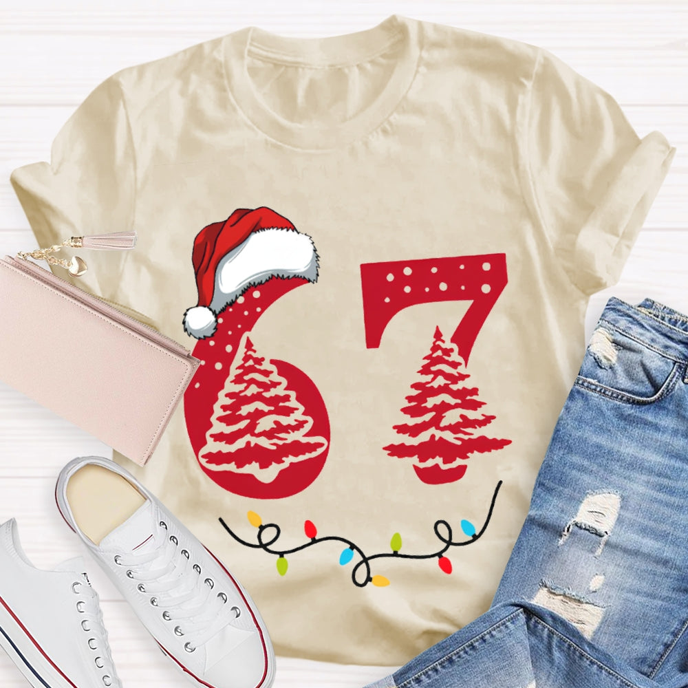 Six Seven Christmas Tree Vibes And Santa Hat T-shirt